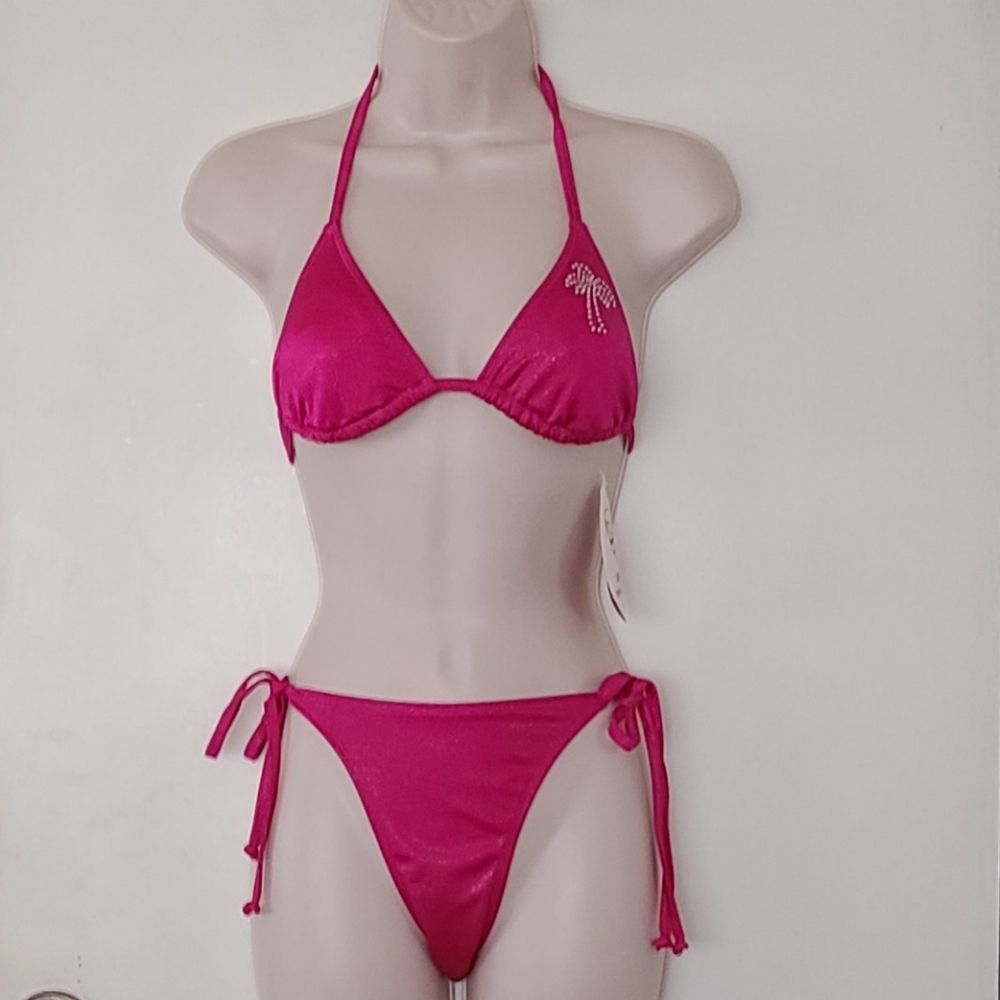 Hot Pink Palm Tree String Bikini